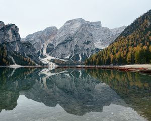Preview wallpaper mountains, reflection, lake, bottom