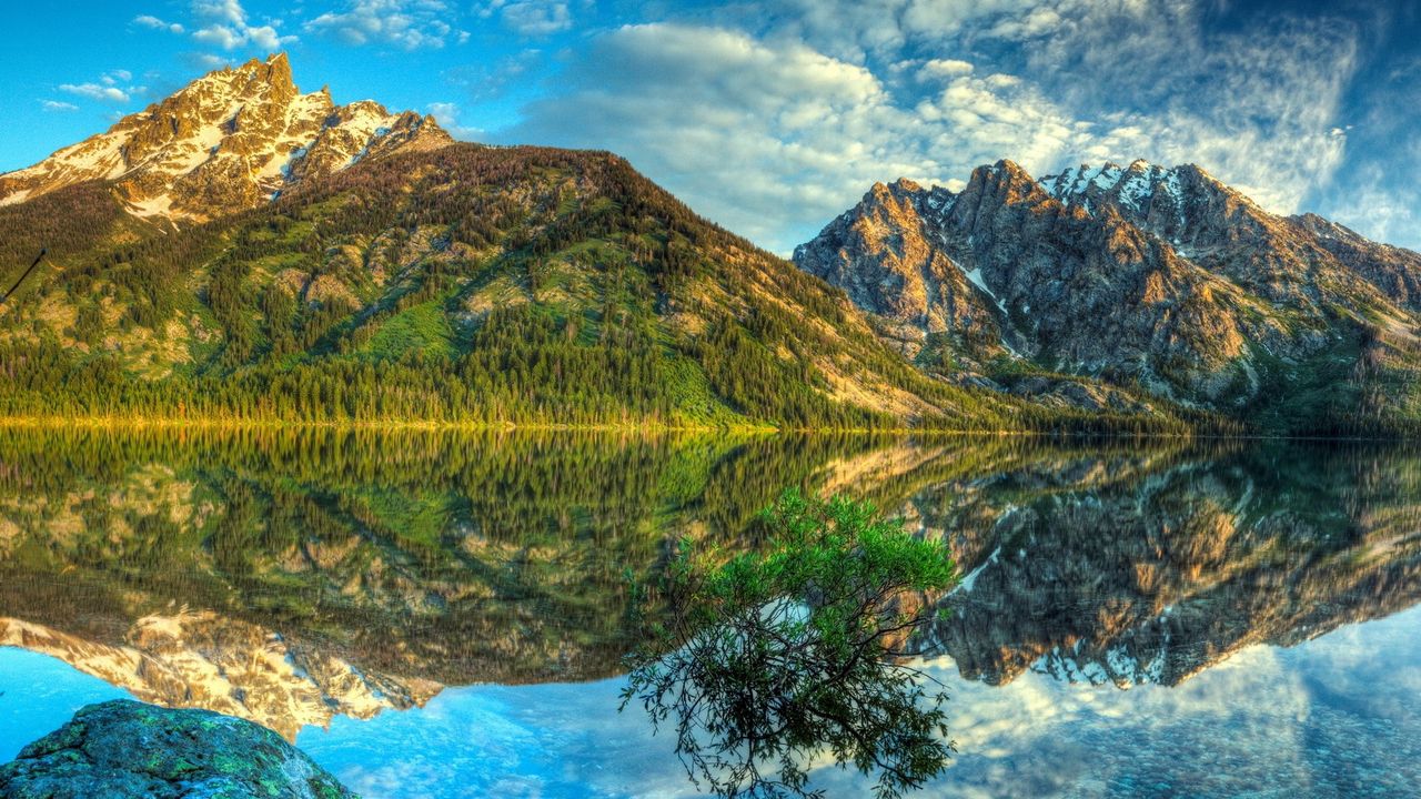 Wallpaper mountains, reflection, sky, top