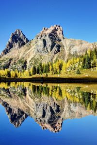 Preview wallpaper mountains, reflection, sky, grass, lake