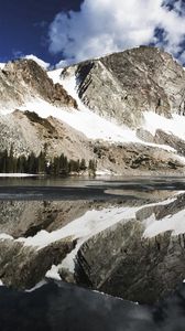 Preview wallpaper mountains, reflection, snow, lake, surface