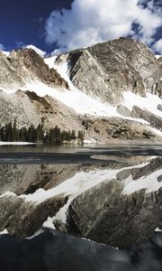 Preview wallpaper mountains, reflection, snow, lake, surface