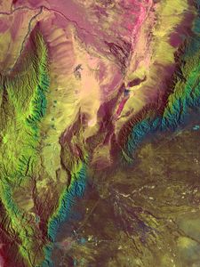 Preview wallpaper mountains, relief, earth, aerial view, space