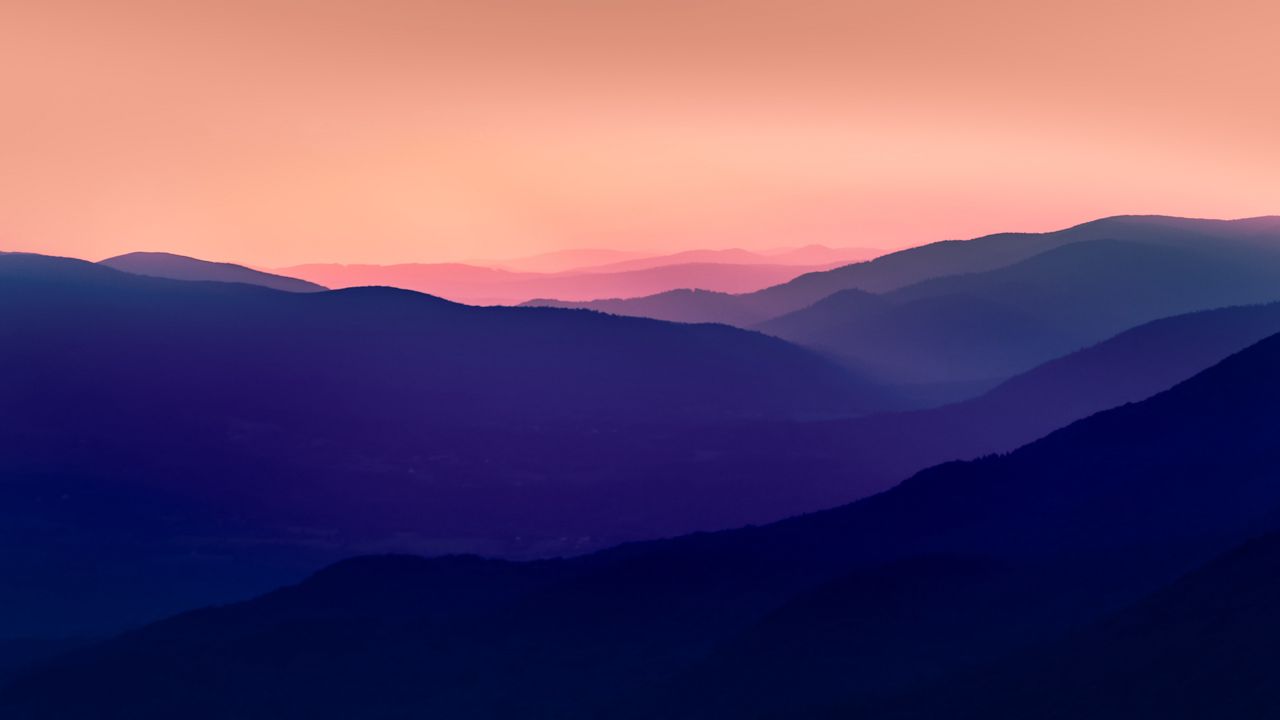 Wallpaper mountains, relief, fog, twilight, dark
