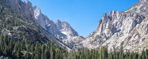 Preview wallpaper mountains, relief, forest, trees, landscape, aerial view