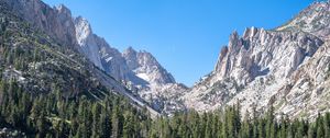 Preview wallpaper mountains, relief, forest, trees, landscape, aerial view