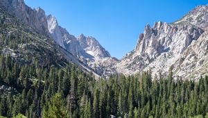 Preview wallpaper mountains, relief, forest, trees, landscape, aerial view