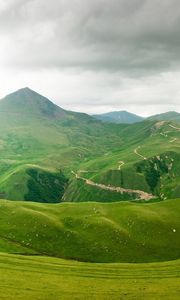 Preview wallpaper mountains, relief, green, cloudy