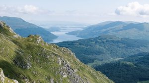 Preview wallpaper mountains, relief, lake, nature, aerial view