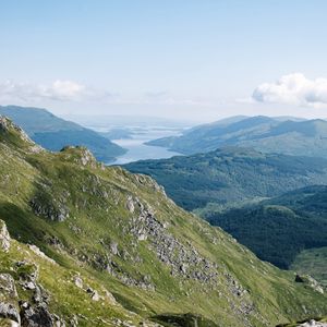 Preview wallpaper mountains, relief, lake, nature, aerial view