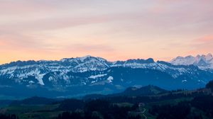 Preview wallpaper mountains, relief, landscape, twilight, aerial view