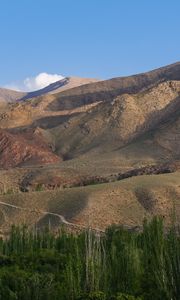 Preview wallpaper mountains, relief, peaks, trees, forest, landscape