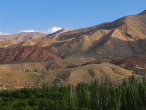 Preview wallpaper mountains, relief, peaks, trees, forest, landscape