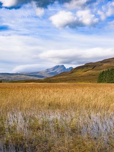 Preview wallpaper mountains, relief, slope, grass, water