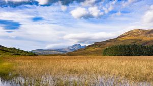 Preview wallpaper mountains, relief, slope, grass, water