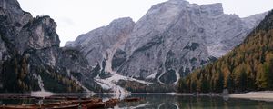 Preview wallpaper mountains, relief, slope, lake, boats