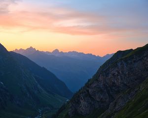 Preview wallpaper mountains, relief, slopes, sunrise
