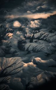 Preview wallpaper mountains, relief, snow, winter, aerial view