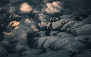 Preview wallpaper mountains, relief, snow, winter, aerial view