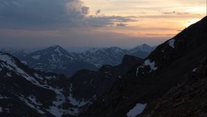 Preview wallpaper mountains, relief, snow, twilight, landscape