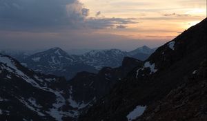 Preview wallpaper mountains, relief, snow, twilight, landscape