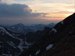 Preview wallpaper mountains, relief, snow, twilight, landscape