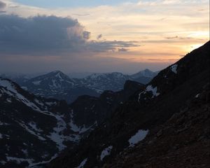 Preview wallpaper mountains, relief, snow, twilight, landscape