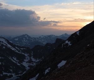 Preview wallpaper mountains, relief, snow, twilight, landscape