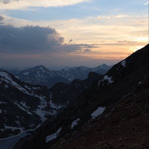 Preview wallpaper mountains, relief, snow, twilight, landscape