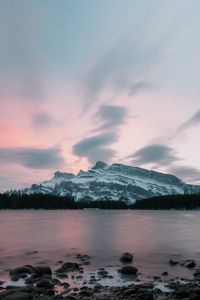 Preview wallpaper mountains, relief, snow, lake, landscape, nature