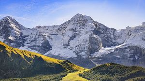 Preview wallpaper mountains, relief, snow, trees, nature, landscape
