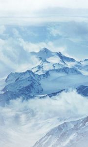 Preview wallpaper mountains, relief, snow, clouds, winter, nature, white