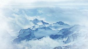 Preview wallpaper mountains, relief, snow, clouds, winter, nature, white