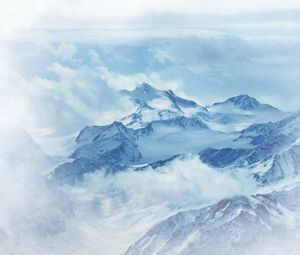 Preview wallpaper mountains, relief, snow, clouds, winter, nature, white