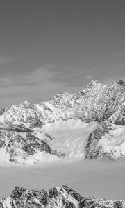 Preview wallpaper mountains, relief, snow, winter, black and white