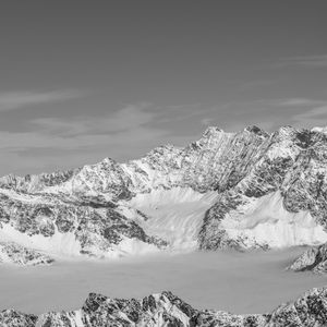 Preview wallpaper mountains, relief, snow, winter, black and white