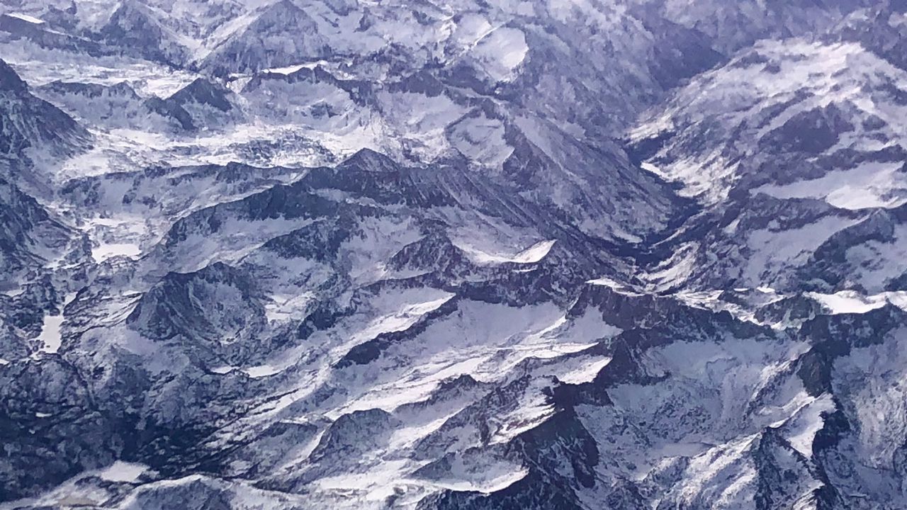 Wallpaper mountains, relief, snow, aerial view