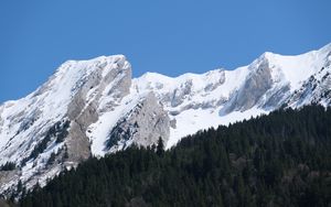 Preview wallpaper mountains, relief, snow, slope, trees, landscape