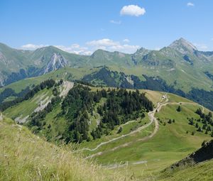 Preview wallpaper mountains, relief, trees, nature, landscape, aerial view