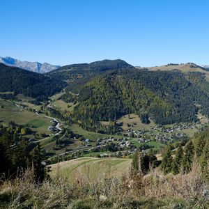 Preview wallpaper mountains, relief, trees, aerial view, landscape