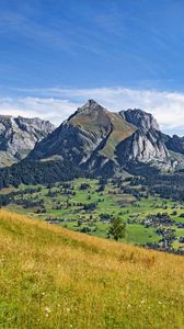 Preview wallpaper mountains, relief, valley, slope, grass