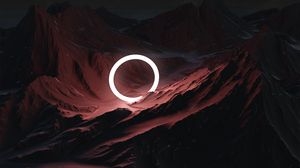 Preview wallpaper mountains, ring, glow, neon, light