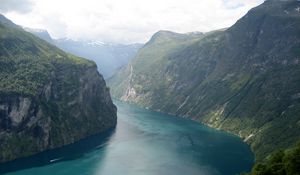 Preview wallpaper mountains, river, blue, bend