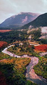 Preview wallpaper mountains, river, forest, trees, winding