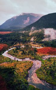 Preview wallpaper mountains, river, forest, trees, winding