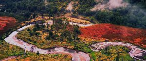 Preview wallpaper mountains, river, forest, trees, winding