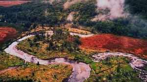 Preview wallpaper mountains, river, forest, trees, winding