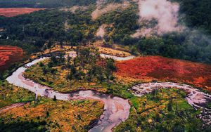 Preview wallpaper mountains, river, forest, trees, winding