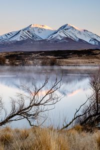 Preview wallpaper mountains, river, lake, branch
