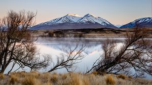Preview wallpaper mountains, river, lake, branch