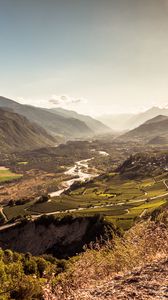 Preview wallpaper mountains, river, landscape, nature, aerial view